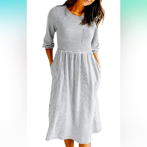 Dresses & Skirts - Women’s three-quarter sleep mid length dress